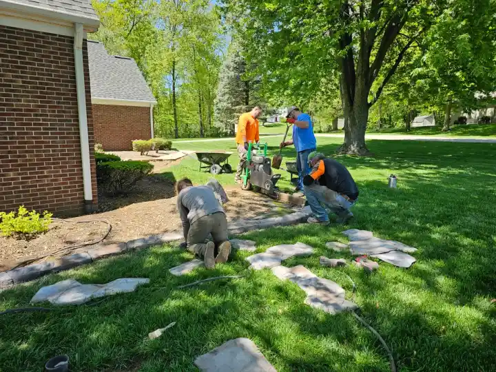 Sealed decorative concrete curbing with clean control joints and mulch