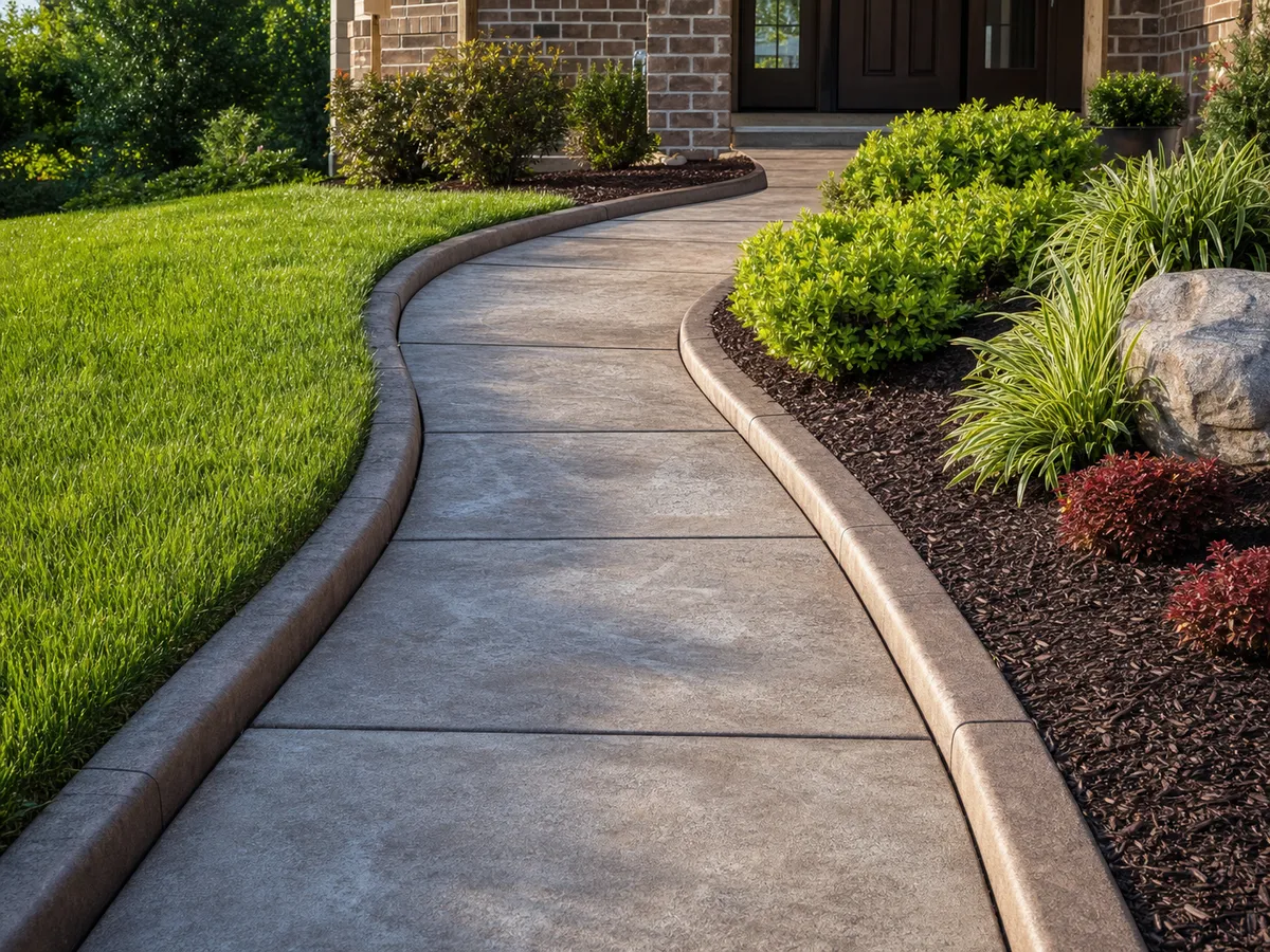 colored concrete curbing walkway border in Southern Indiana