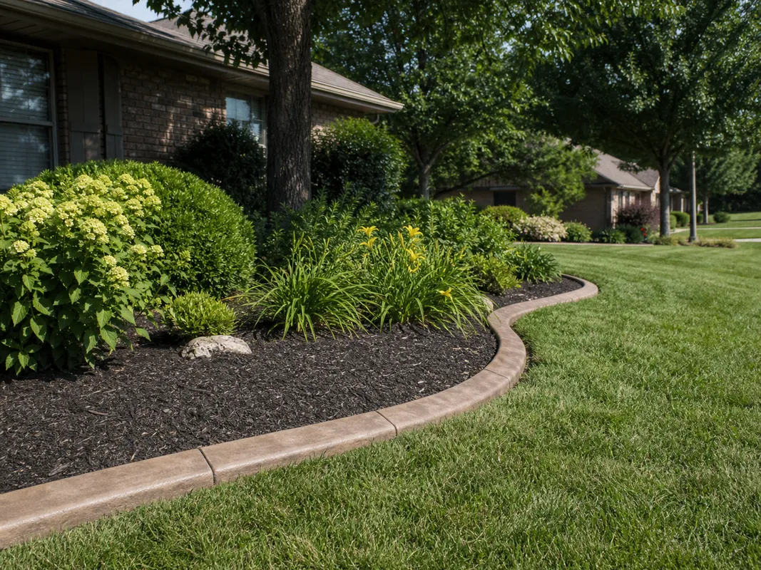 concrete curb resealing for a Southern Indiana residential landscape bed