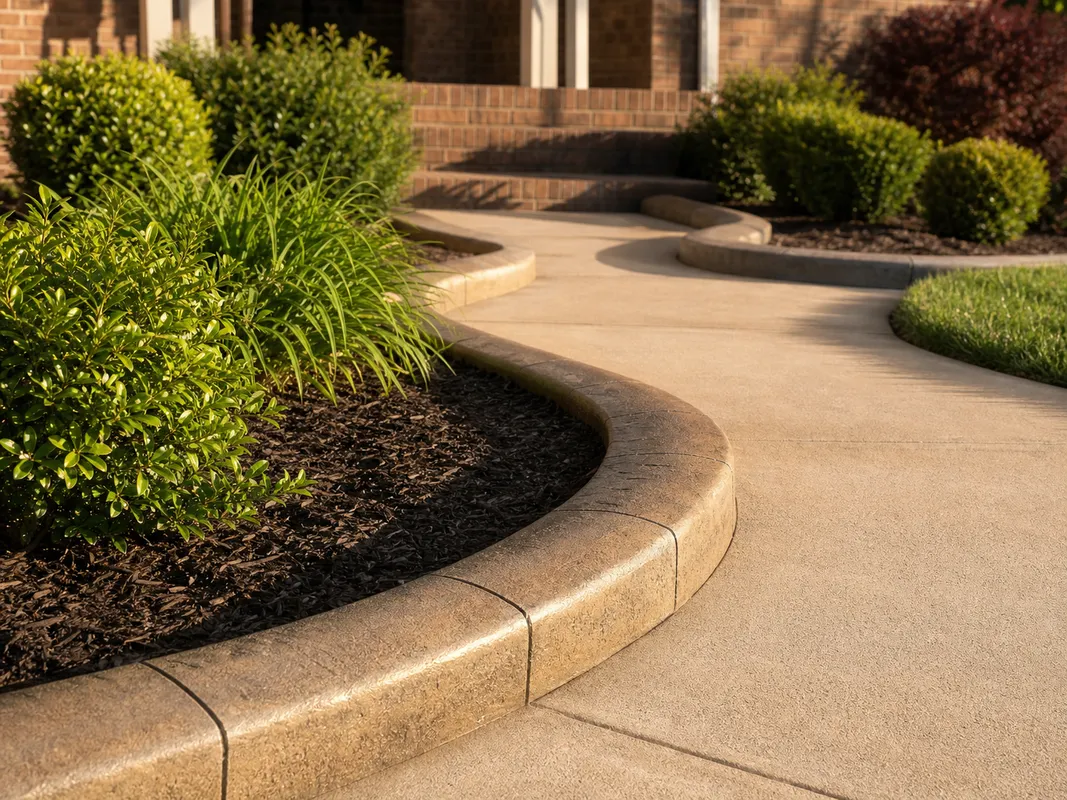 resealed concrete landscape curb beside a Southern Indiana walkway