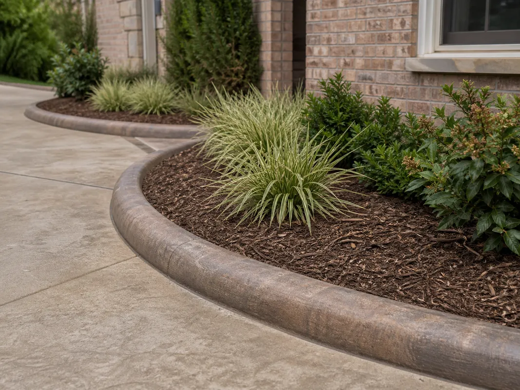 custom concrete curbing with coordinated color variation in Southern Indiana