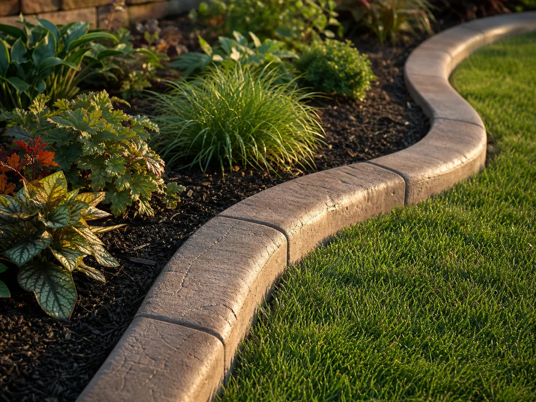 decorative concrete border with color variation and detailed finish in Southern Indiana