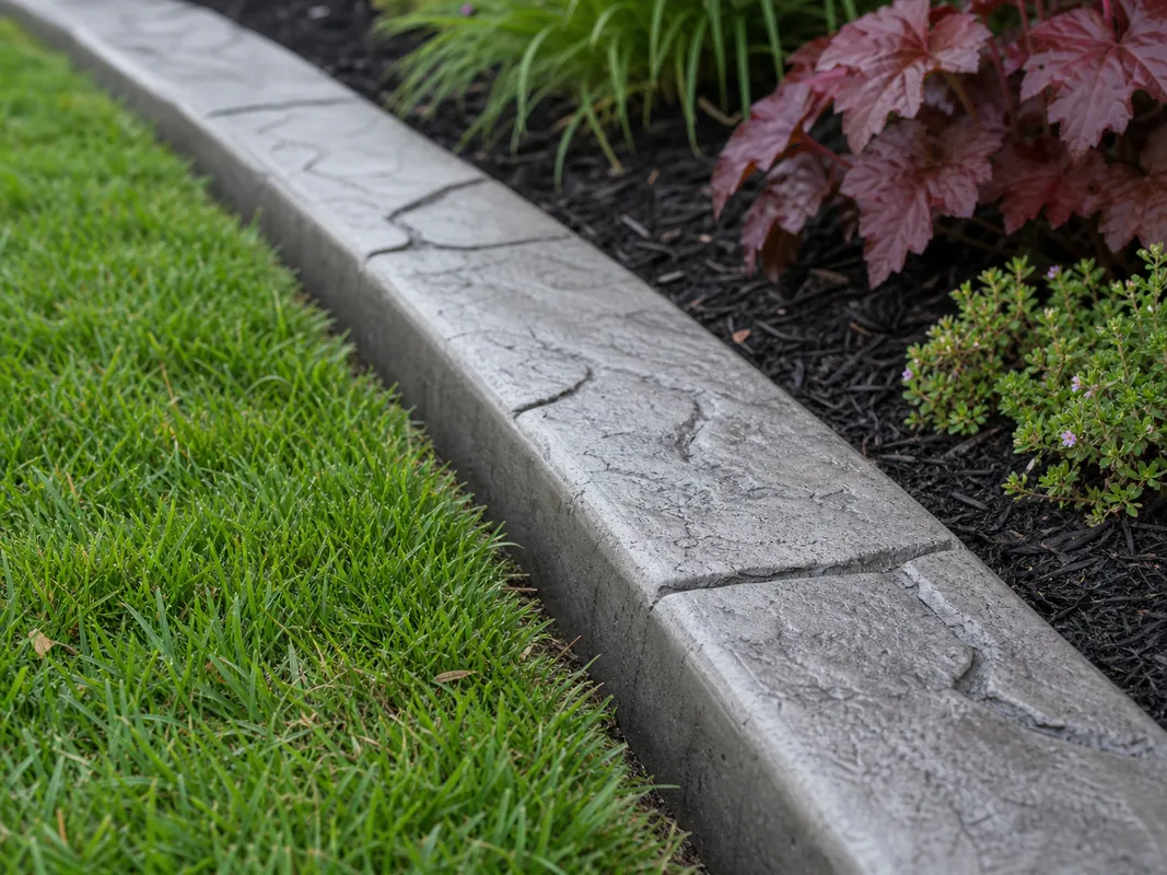 decorative concrete border installation showing profile detail in Southern Indiana