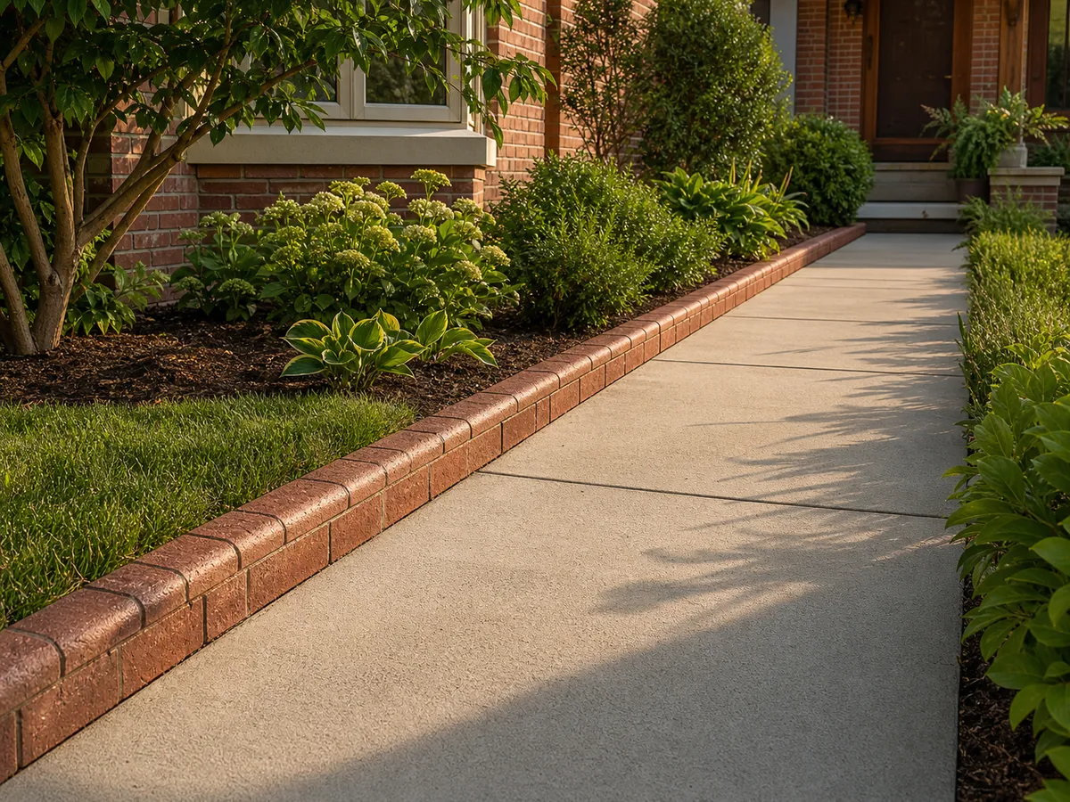 farmhouse brick concrete walkway curbing in Southern Indiana