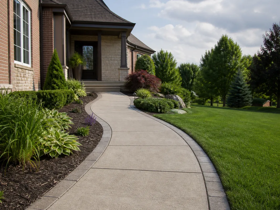 Residential hardscape walkway installation in Washington IN by Stryker Outdoor Solutions.