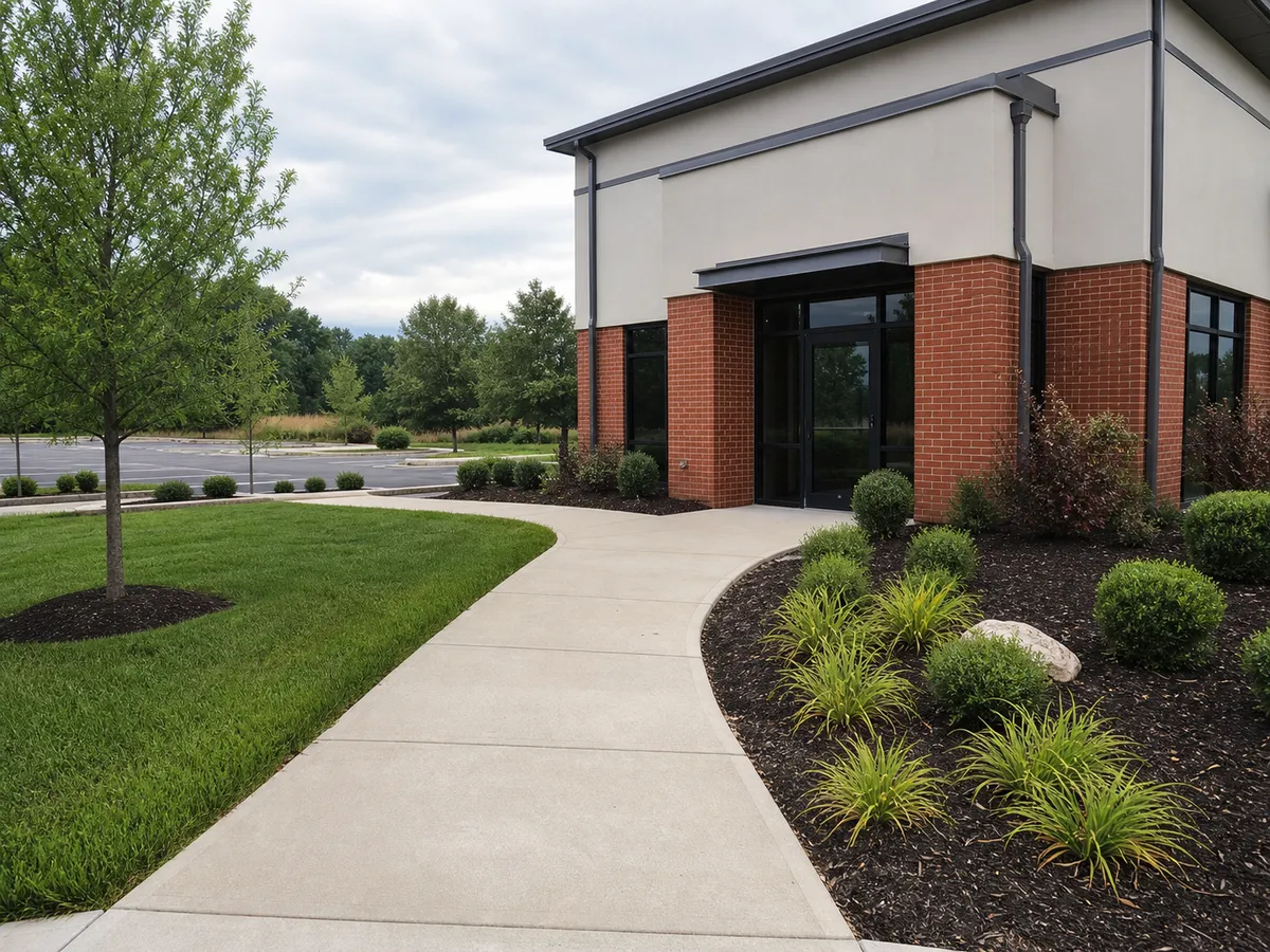 Commercial landscape installation by Stryker Outdoor Solutions in Southern Indiana.