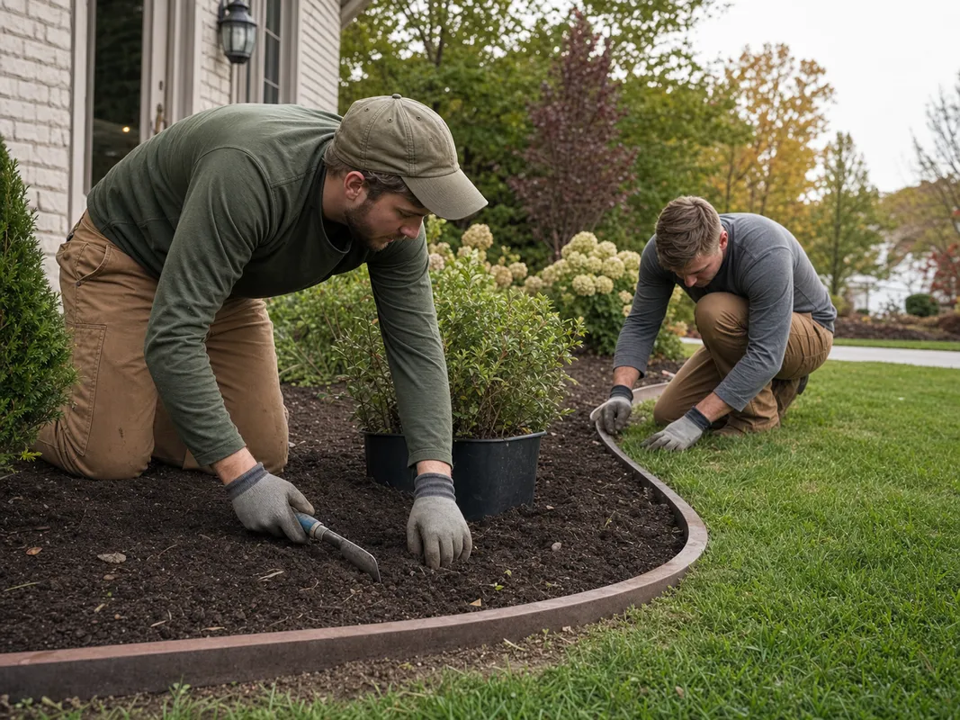 Stryker Outdoor Solutions crew working on a residential landscape project in Southern Indiana.