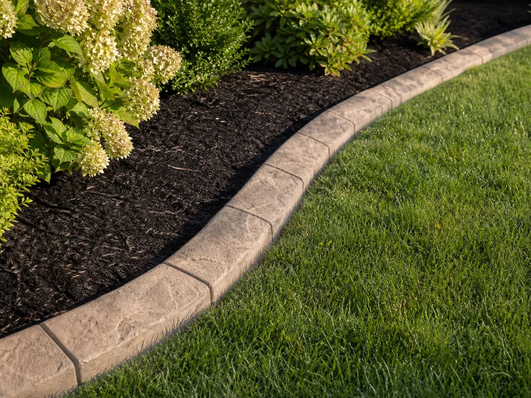maintained natural stone concrete curbing in Southern Indiana