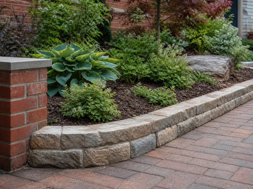 natural stone-style colored concrete curbing in Southern Indiana