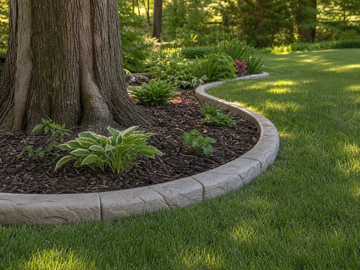 natural stone concrete tree ring curbing in Southern Indiana