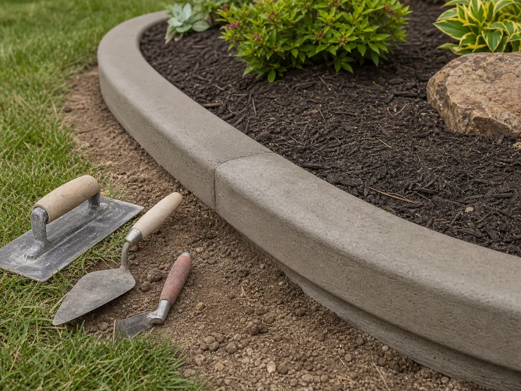 Stryker concrete landscape edging installation in Bedford Indiana.