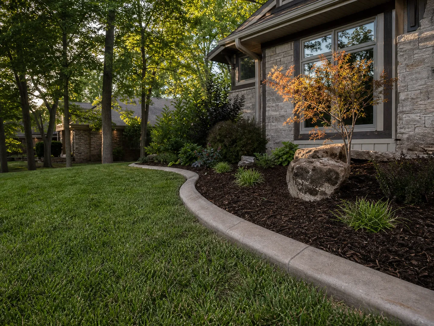 decorative concrete landscape edging for a Bedford Indiana home.