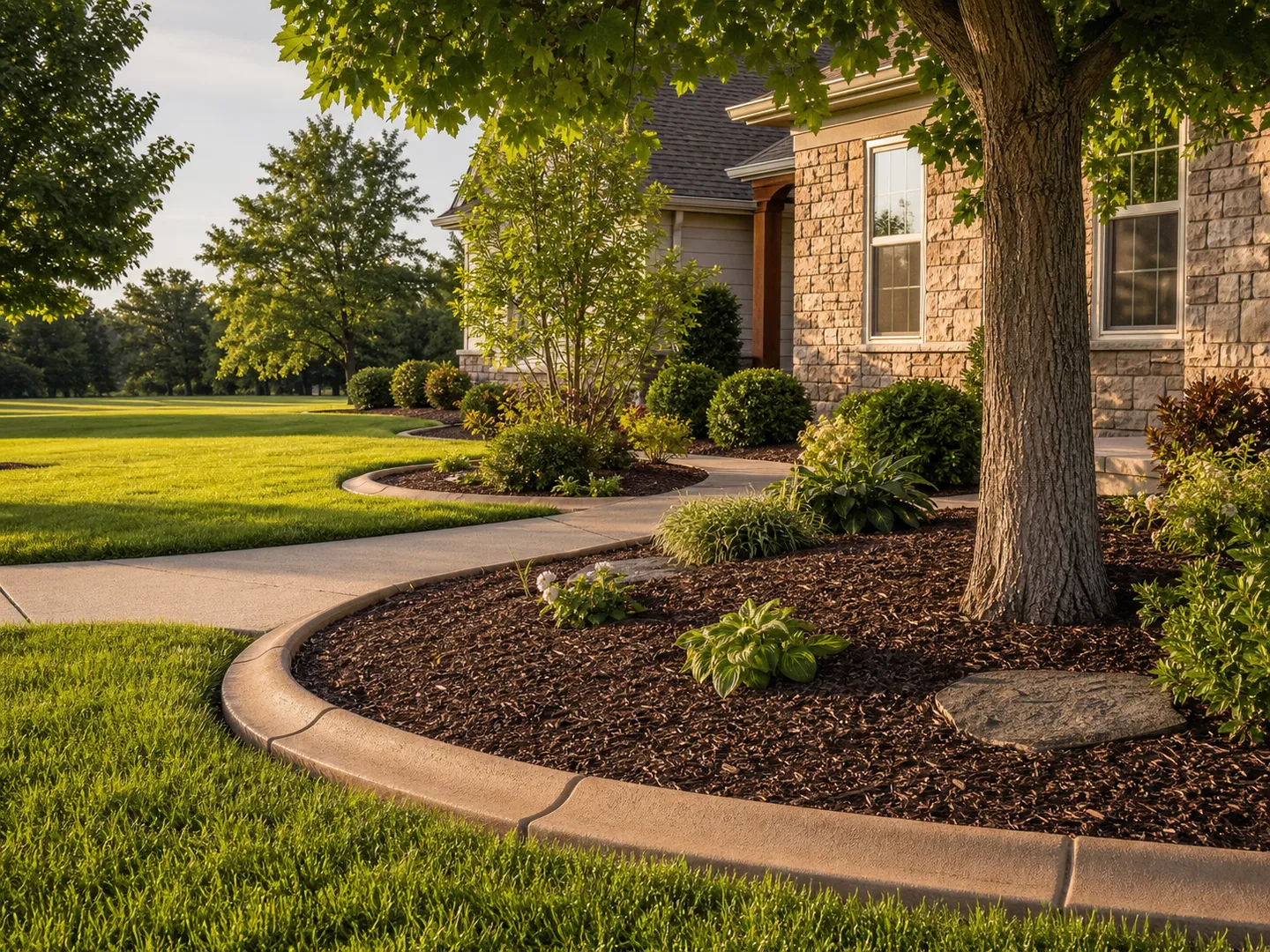 custom decorative concrete curbing in Boonville, Indiana by Stryker Outdoor Solutions.