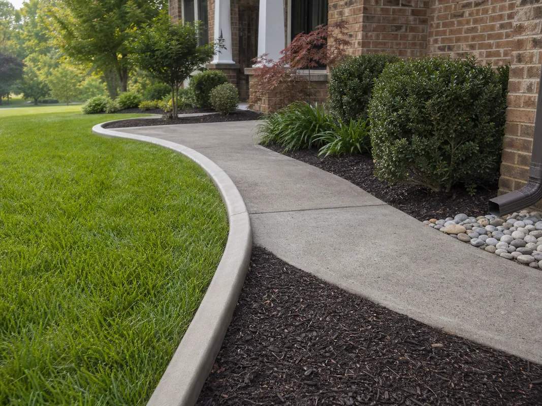 concrete landscape border around a Boonville, Indiana planting bed.