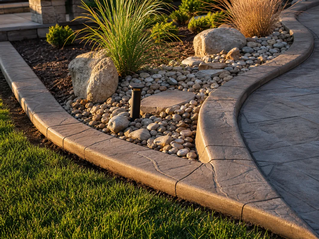 Stryker Outdoor Solutions decorative concrete edging for a Boonville, Indiana property.
