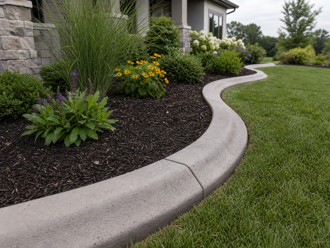 concrete landscape edging for an Evansville Indiana planting bed