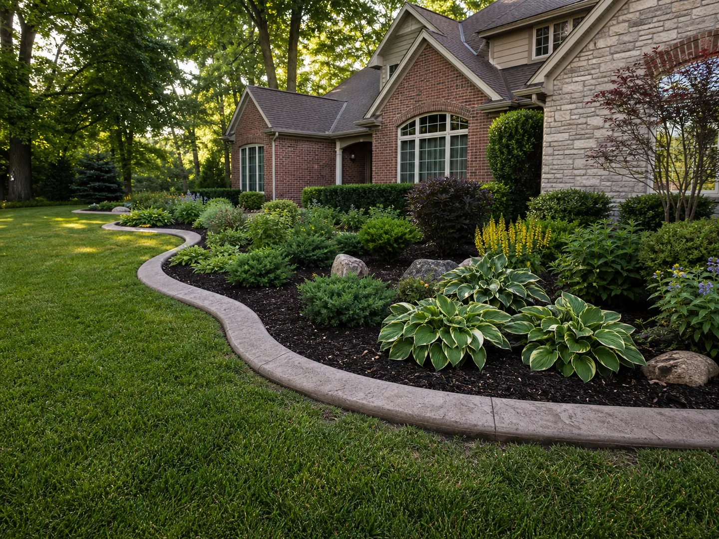 decorative concrete curbing in Huntingburg, Indiana by Stryker Outdoor Solutions.