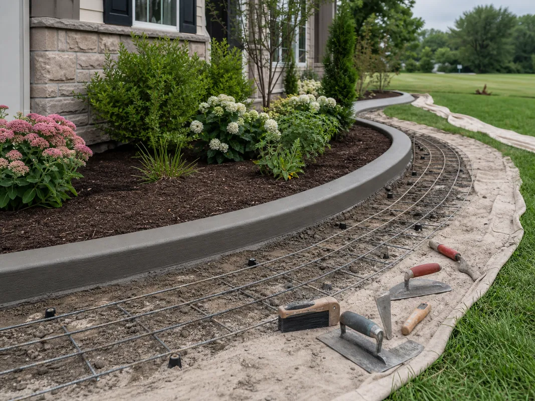 Stryker Outdoor Solutions installing concrete curbing for a Lawrenceville, Illinois homeowner.
