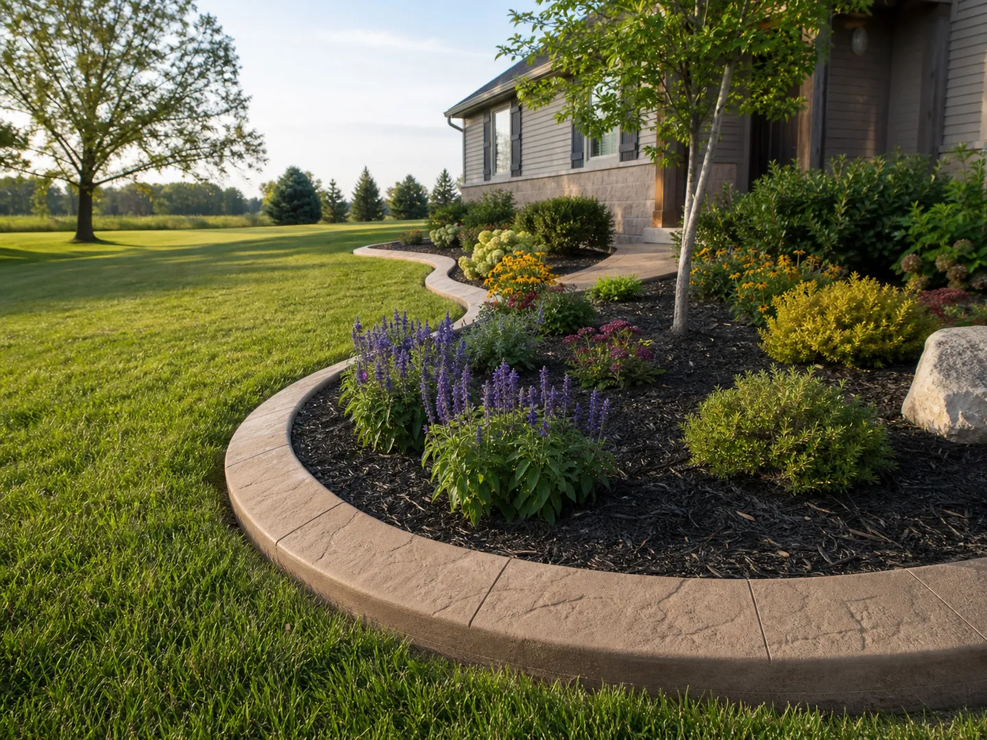 reinforced concrete curbing and landscape edging in Linton, Indiana by Stryker Outdoor Solutions.