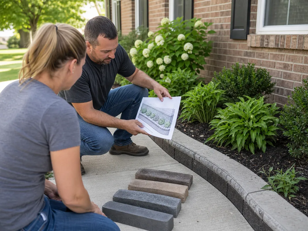 Stryker Outdoor Solutions concrete curbing consultation for a Loogootee Indiana homeowner