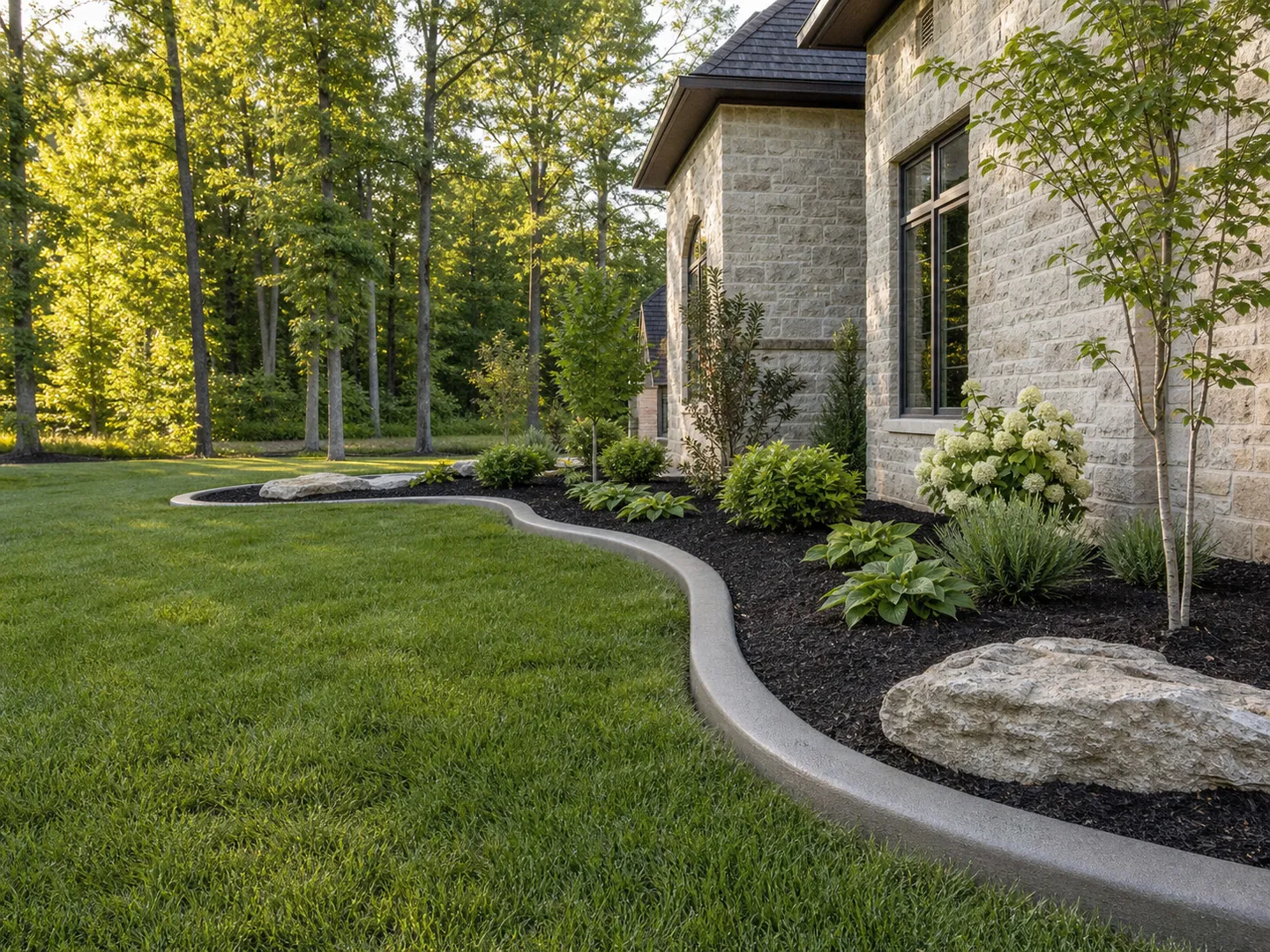 reinforced decorative concrete curbing in Mitchell, Indiana by Stryker Outdoor Solutions.