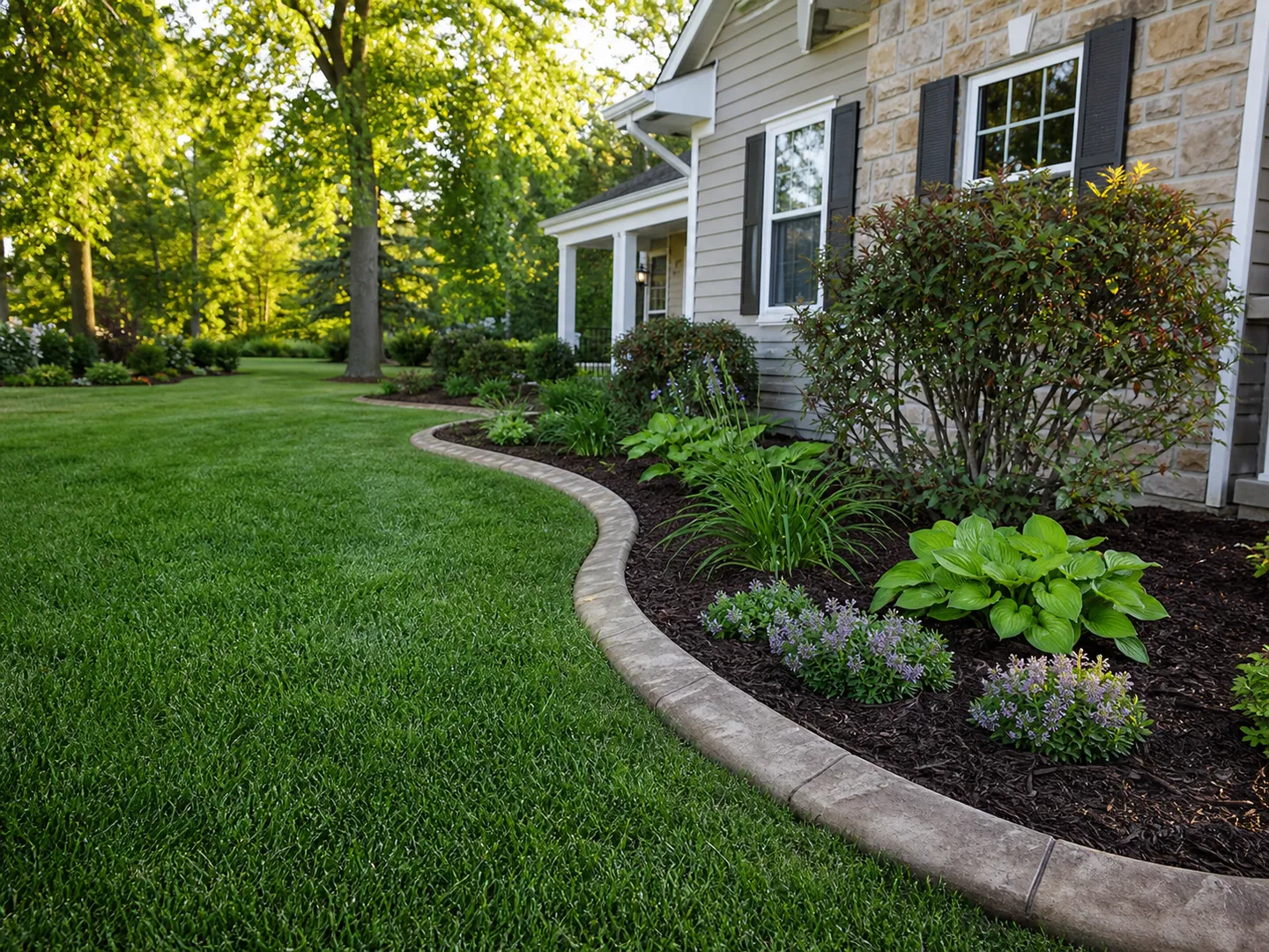 custom concrete landscape curbing for a Montgomery Indiana yard.
