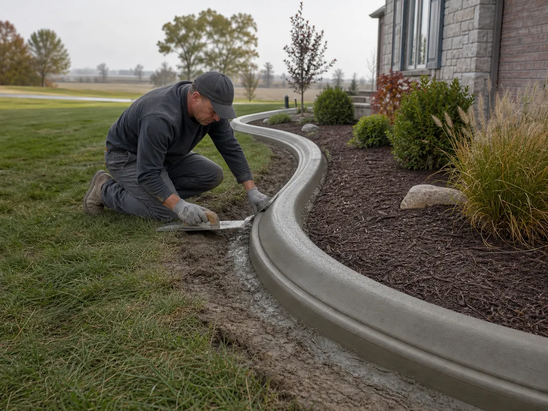 decorative concrete curbing installation for a Montgomery Indiana homeowner.