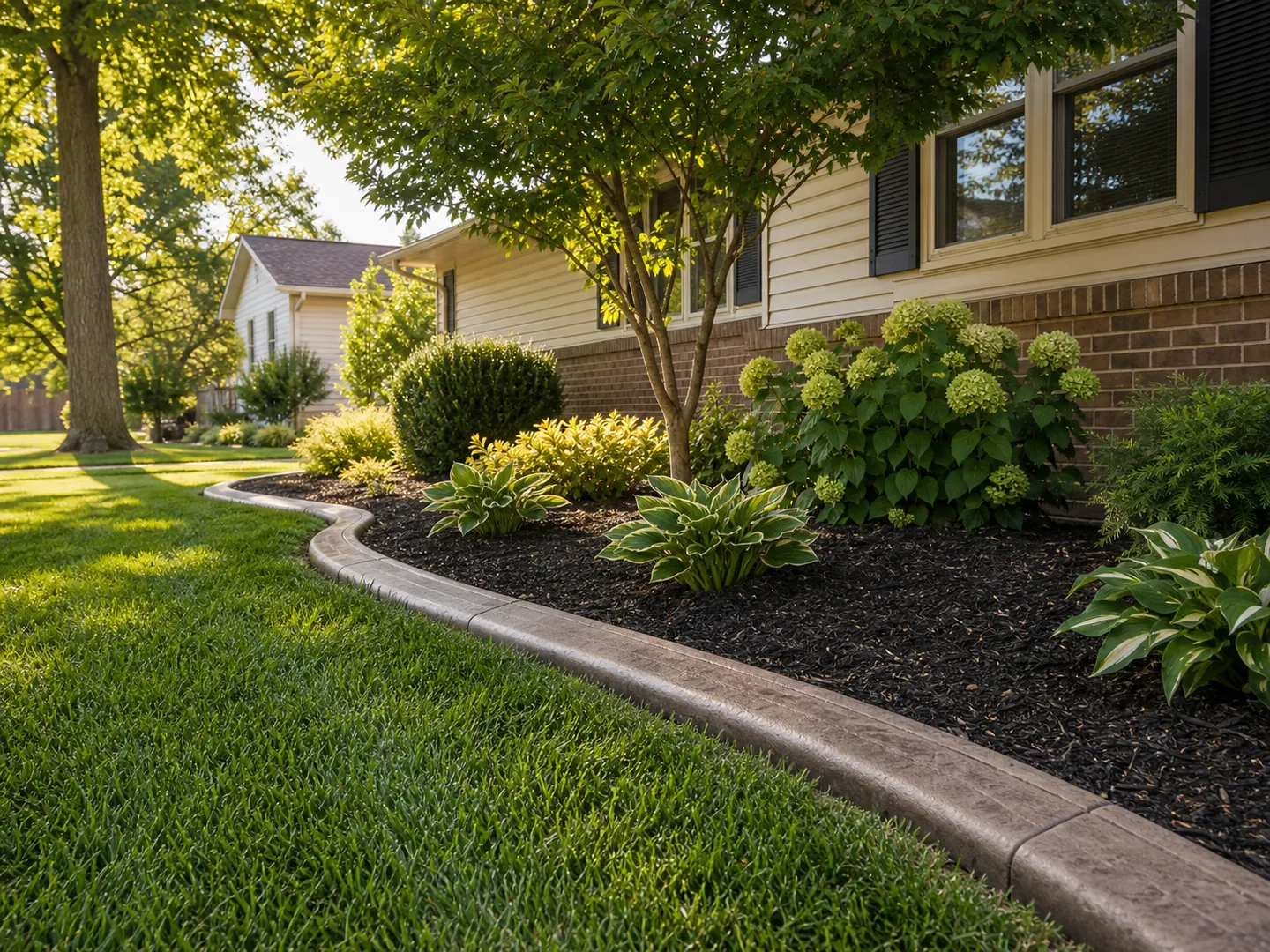 custom concrete landscape curbing for a Mount Carmel, Illinois property by Stryker Outdoor Solutions.