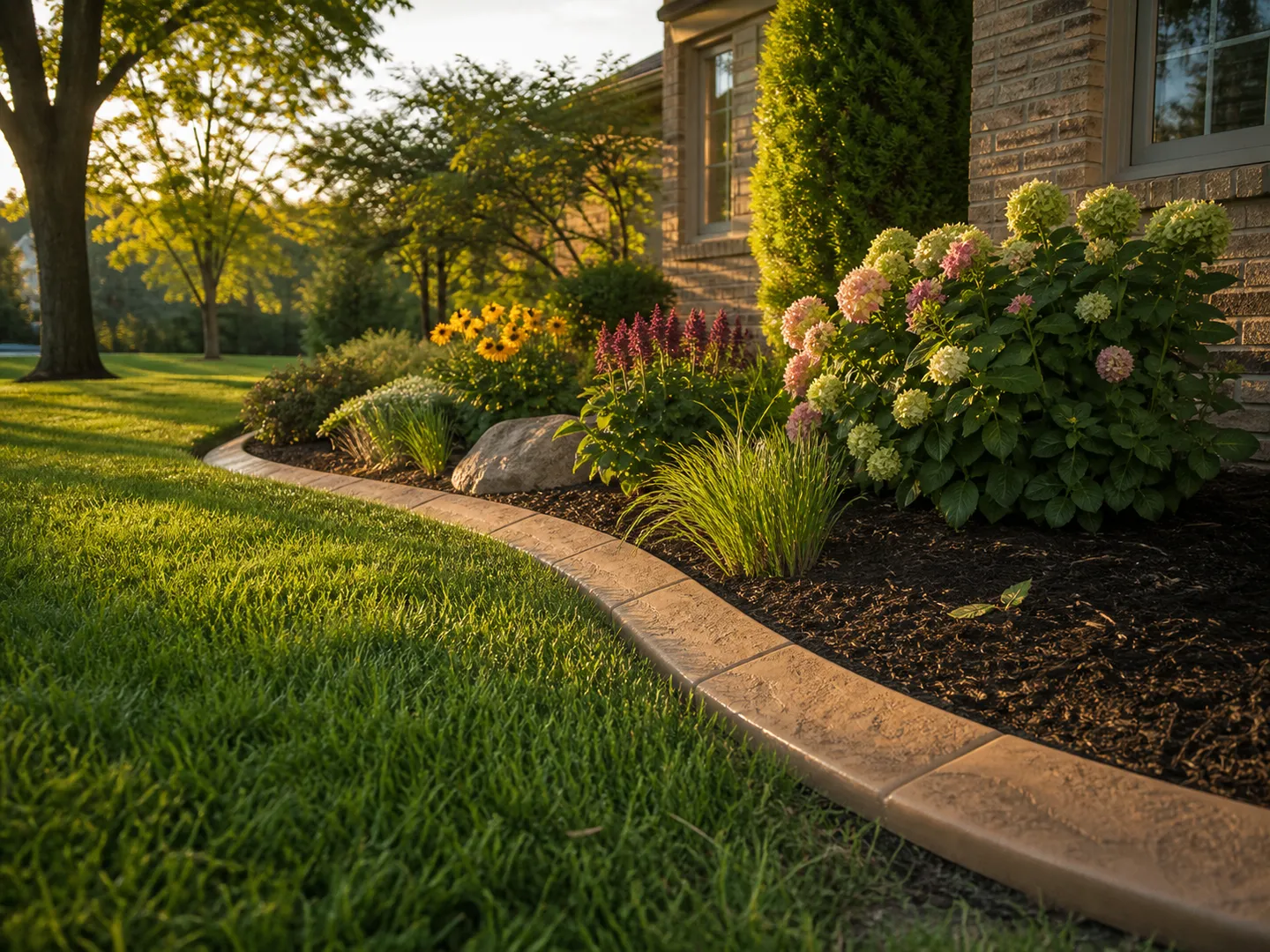 decorative concrete curbing for a Petersburg Indiana property
