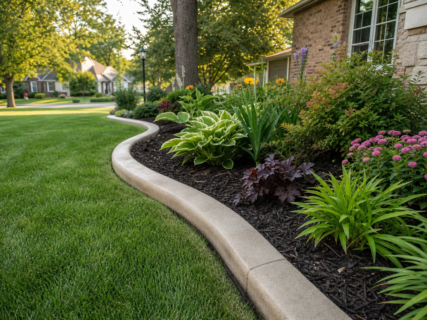 decorative concrete landscape border in Sullivan, Indiana by Stryker Outdoor Solutions.