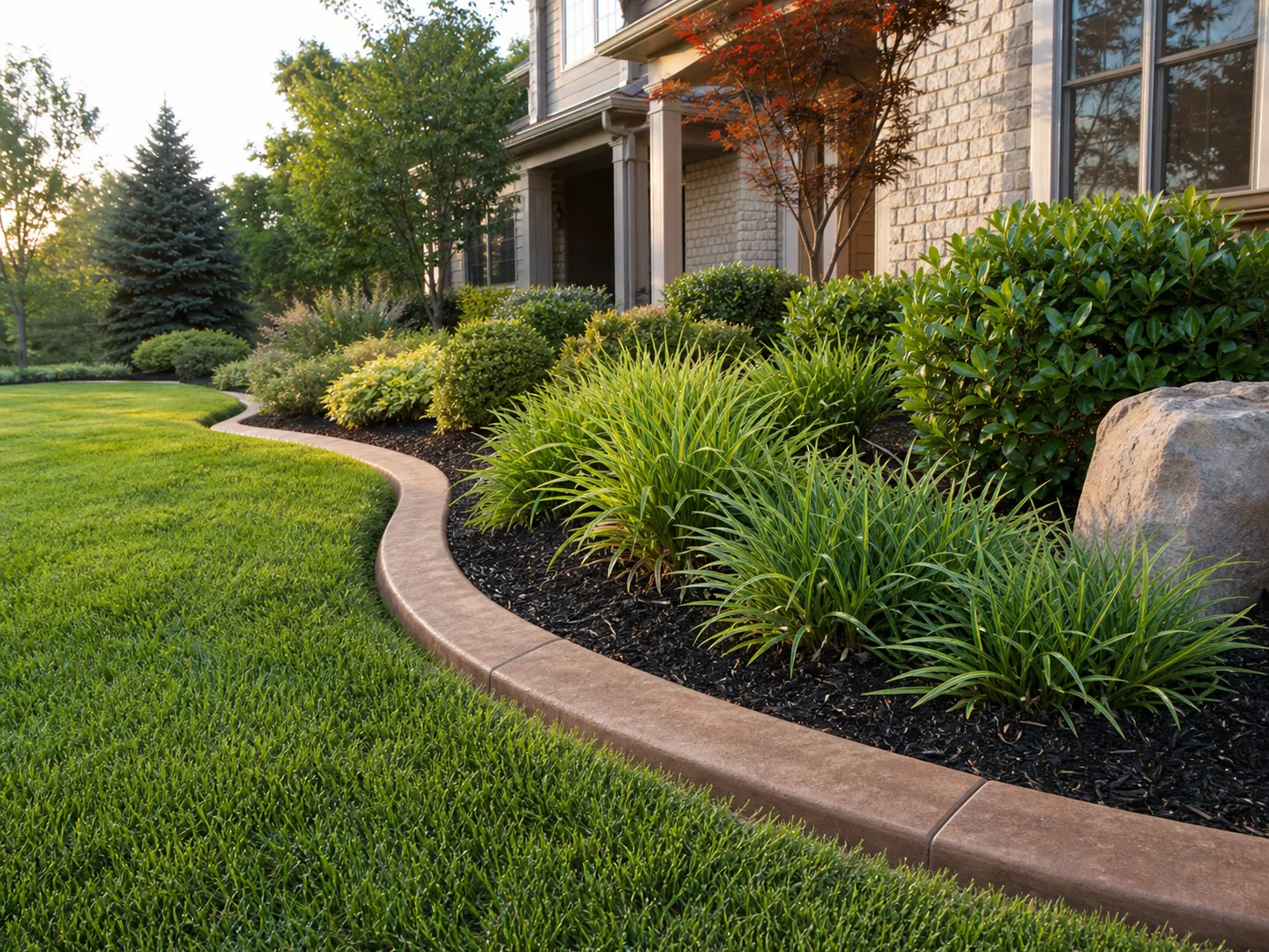 reinforced concrete landscape curbing at a Washington Indiana home.