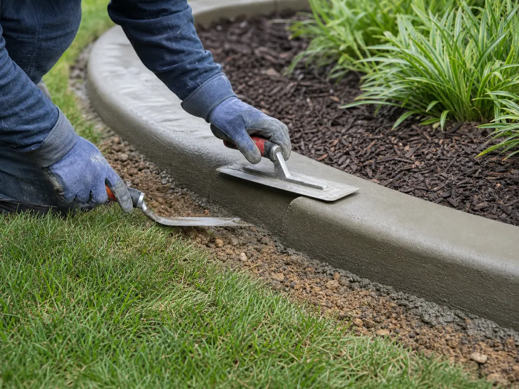 Stryker Outdoor Solutions concrete curbing installation for a Washington Indiana homeowner.