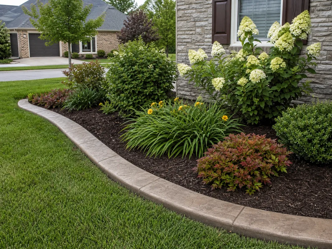 maintained stamped concrete curbing in Southern Indiana