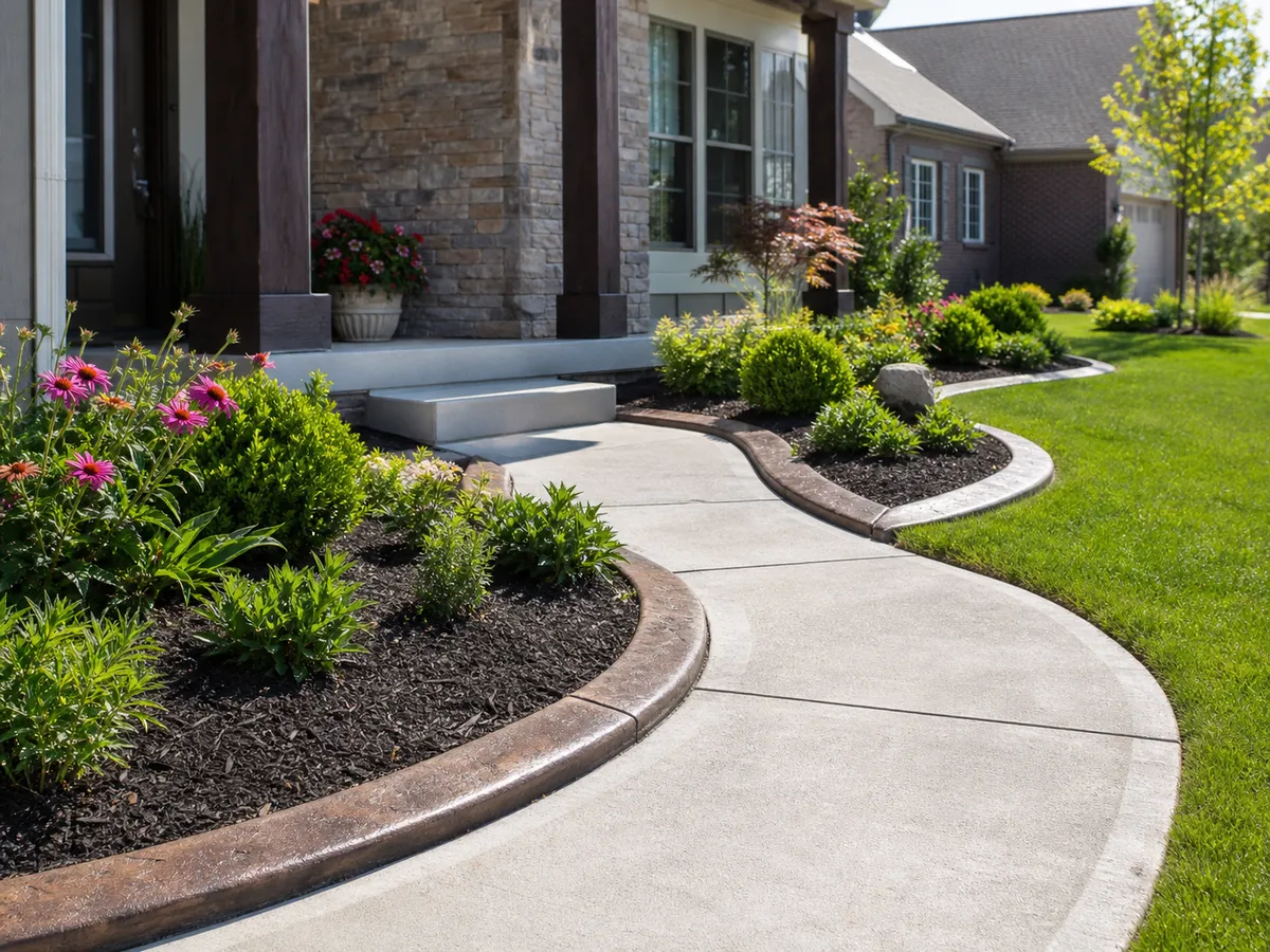 stamped concrete curbing walkway border in Southern Indiana
